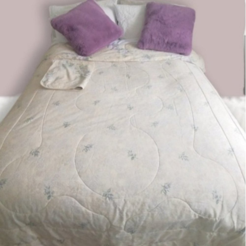 SEND BEST OFFER- REVERSIBLE BEDDING TWIN- Floral and Cream W large pillo…